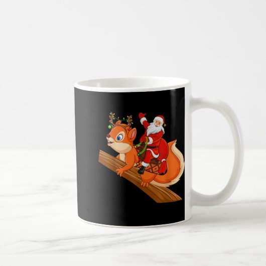 Xmas Family Matching Funny Santa Riding Squirrel C Koffiemok (Rechts)
