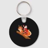 Xmas Family Matching Funny Santa Riding Squirrel C Sleutelhanger (Voorkant)