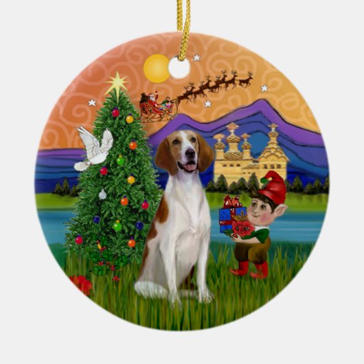 Xmas Fantasy - Amerikaanse Foxhound Keramisch Ornament (Voorkant)