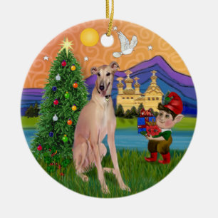 Xmas Fantasy - Jong hertshond (zittend) Keramisch Ornament