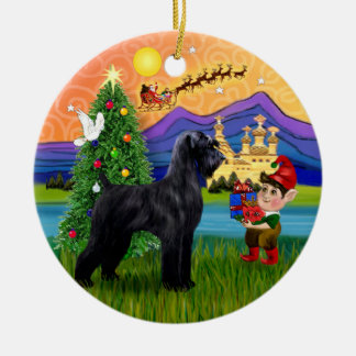 Xmas Fantasy - Reuzenzwarte Schnauzer Keramisch Ornament