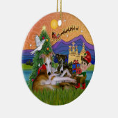 Xmas Fantasy - Twee Whippets Keramisch Ornament (Rechts)