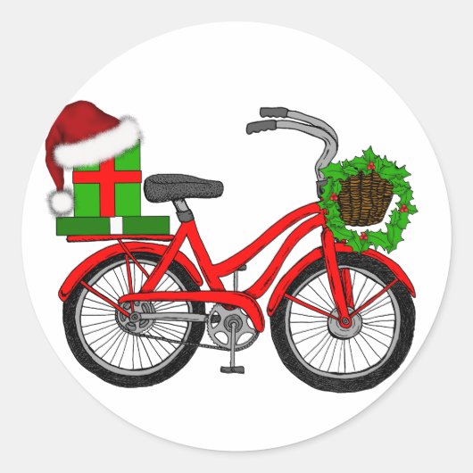 xmas-fiets ronde sticker (Voorkant)