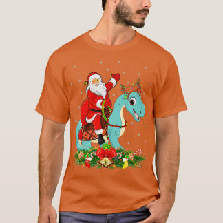 Xmas Funny Santa Riding Brontosaurus Dinosaur Chri T-shirt
