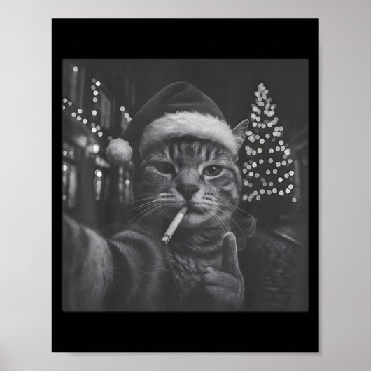 Xmas Funny Smoking Cat Cigarette Kitty Gen Z Meme  Poster (Voorkant)