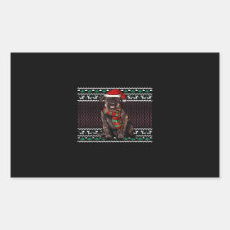 Xmas Giant Schnauzer Dog Santa Hat Ugly Christmas Rechthoekige Sticker