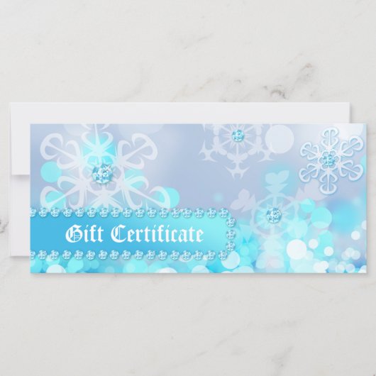 Xmas Gift Certificates Spa Blue Snow Jewelry (Voorkant)