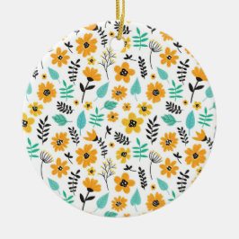 Xmas Gift Cute Hand Drawn Floral Colorful Keramisch Ornament