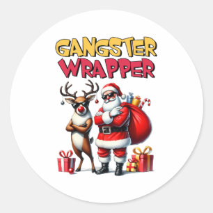 Xmas Gift Gangster verpakt Ronde Sticker
