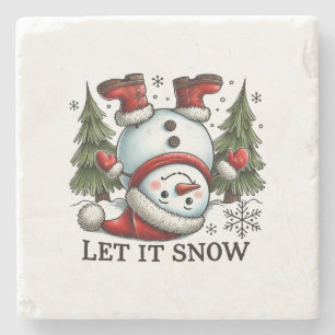 Xmas Gift Let It Snow Man Stenen Onderzetter