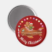 Xmas Gingerbread Airplane Cartoon Magneet (Voorkant / Achterkant)