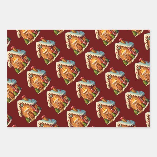 Xmas Gingerbread huis en snoepriet Inpakpapier Vel (Voorkant 2)