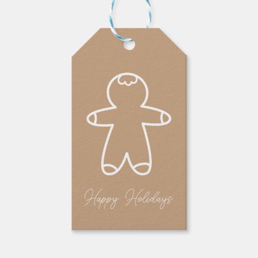 Xmas Gingerbread Man Beige #C6A27F Gift Label Cadeaulabel (Voorkant)