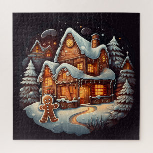 Xmas Gingerbread man huis Legpuzzel