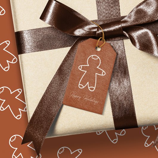 Xmas Gingerbread Man Koper Bruin BE562 Cadeaulabel