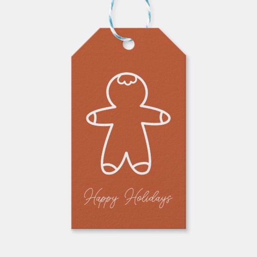 Xmas Gingerbread Man Koper Bruin BE562 Cadeaulabel (Voorkant)