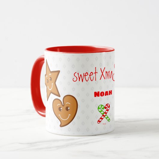 XmaS Gingerbrood Pals-Candy Cane op wit Mok (Voorkant links)