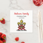 Xmas Gold Red Heraldic Crest Fleur de Lis Emblem Servetten (Insitu)
