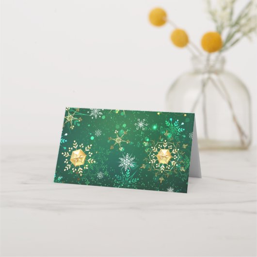 Xmas Golden Snowflakes op groene achtergrond (Voorkant)