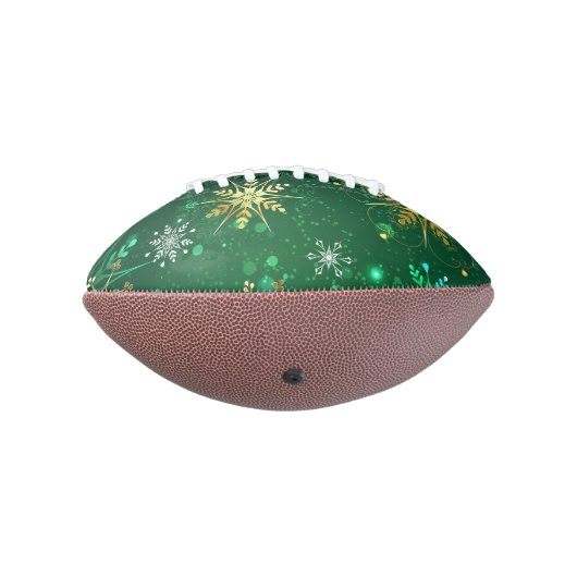Xmas Golden Snowflakes op groene achtergrond American Football (Gedraaid 270)