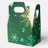 Xmas Golden Snowflakes op groene achtergrond Bedankdoosjes (Geopend)