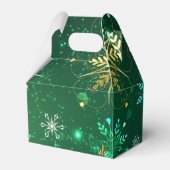 Xmas Golden Snowflakes op groene achtergrond Bedankdoosjes (Voorkant Zijde)