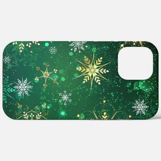 Xmas Golden Snowflakes op groene achtergrond Case-Mate iPhone Case (Achterkant (horizontaal))