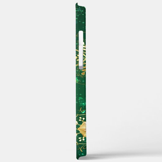 Xmas Golden Snowflakes op groene achtergrond Case-Mate iPhone Case (Achterkant / Links)