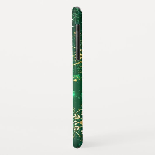 Xmas Golden Snowflakes op groene achtergrond Case-Mate iPhone Case (Achterkant/links)