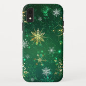 Xmas Golden Snowflakes op groene achtergrond Case-Mate iPhone Case (Achterkant)