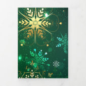 Xmas Golden Snowflakes op groene achtergrond Drieluik Aankondiging (Cover)