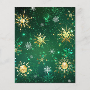 Xmas Golden Snowflakes op groene achtergrond Flyer