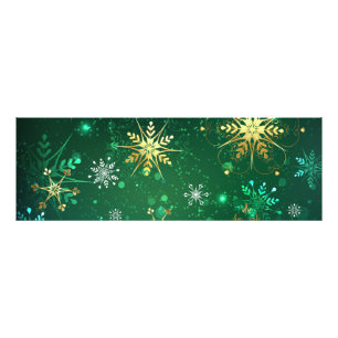 Xmas Golden Snowflakes op groene achtergrond Foto Afdruk