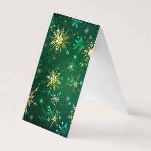 Xmas Golden Snowflakes op groene achtergrond Kaart