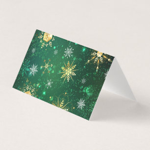 Xmas Golden Snowflakes op groene achtergrond Kaart