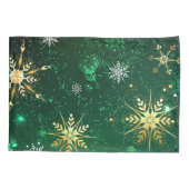 Xmas Golden Snowflakes op groene achtergrond Kussensloop (Achterkant-Links)