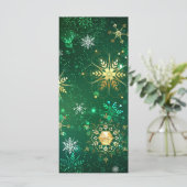 Xmas Golden Snowflakes op groene achtergrond Menu (Staand voorkant)