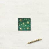 Xmas Golden Snowflakes op groene achtergrond Post-it® Notes (Op bureau)