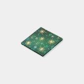 Xmas Golden Snowflakes op groene achtergrond Post-it® Notes (Schuin)