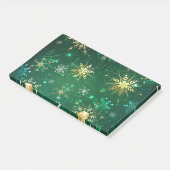 Xmas Golden Snowflakes op groene achtergrond Post-it® Notes (Schuin)