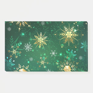 Xmas Golden Snowflakes op groene achtergrond Post-it® Notes