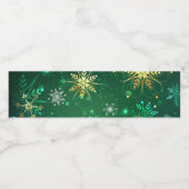 Xmas Golden Snowflakes op groene achtergrond Waterfles Etiket (Enkel label)