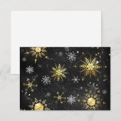 Xmas Golden Snowflakes op zwarte achtergrond Aankondiging (Voorkant / Achterkant)