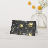 Xmas Golden Snowflakes op zwarte achtergrond Afsprakenkaart (Voorkant)