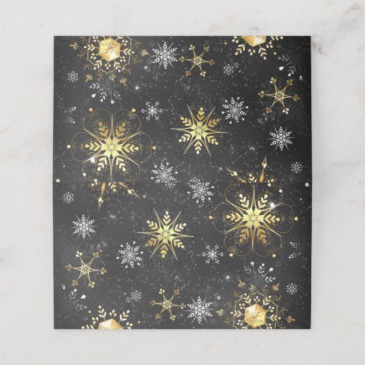 Xmas Golden Snowflakes op zwarte achtergrond Afsprakenkaart (Buitenkant ongevouwen)