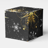 Xmas Golden Snowflakes op zwarte achtergrond Bedankdoosjes (Voorkant Zijde)