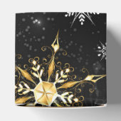 Xmas Golden Snowflakes op zwarte achtergrond Bedankdoosjes (Bovenkant)