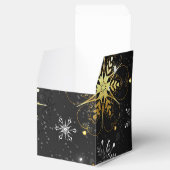 Xmas Golden Snowflakes op zwarte achtergrond Bedankdoosjes (Geopend)