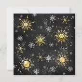 Xmas Golden Snowflakes op zwarte achtergrond Bedankkaart (Voorkant)