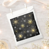 Xmas Golden Snowflakes op zwarte achtergrond Bedankzakje (Geknipt)
